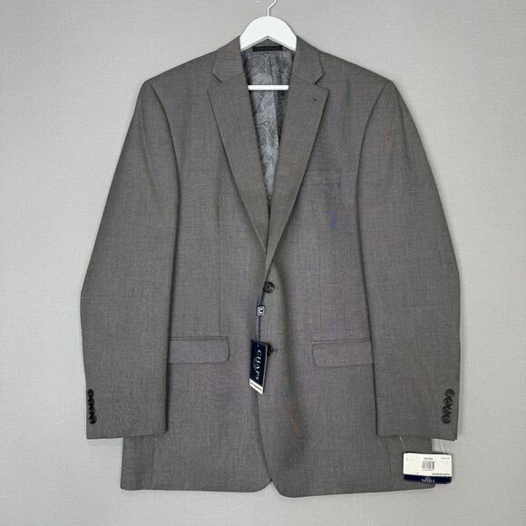Chaps Blazer Mens 44L Black White Micro Check Sport Coat 2 Button Suit Jacket